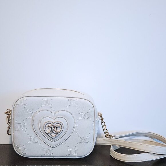 Juicy Couture White Camera Bag/Crossbody | Rhinestone Heart | Y2K & Coquette - Picture 10 of 14